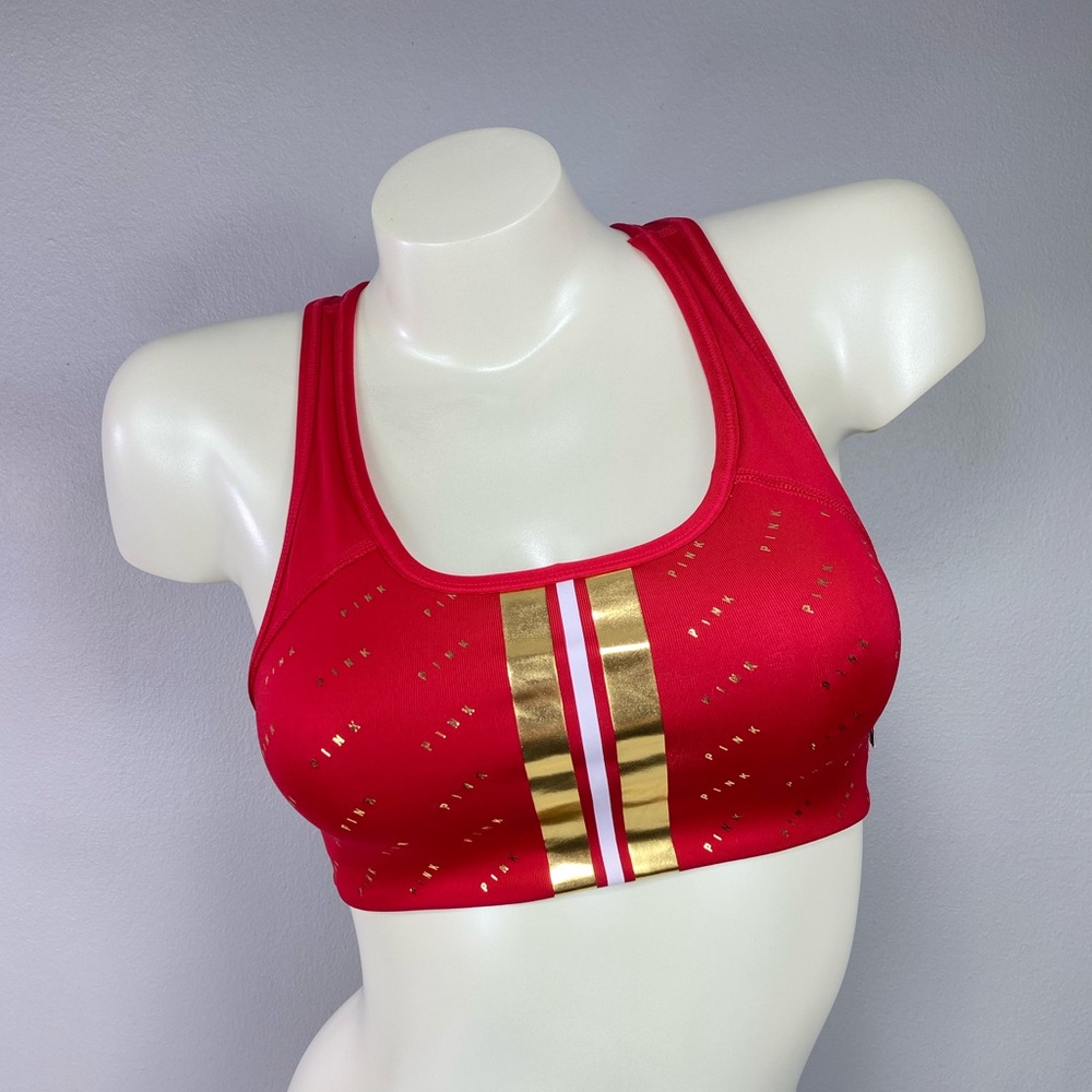 PINK VS Ultimate Red/Gold Sports Bra XS